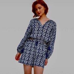 Roller Rabbit Blue and White Patterned Top